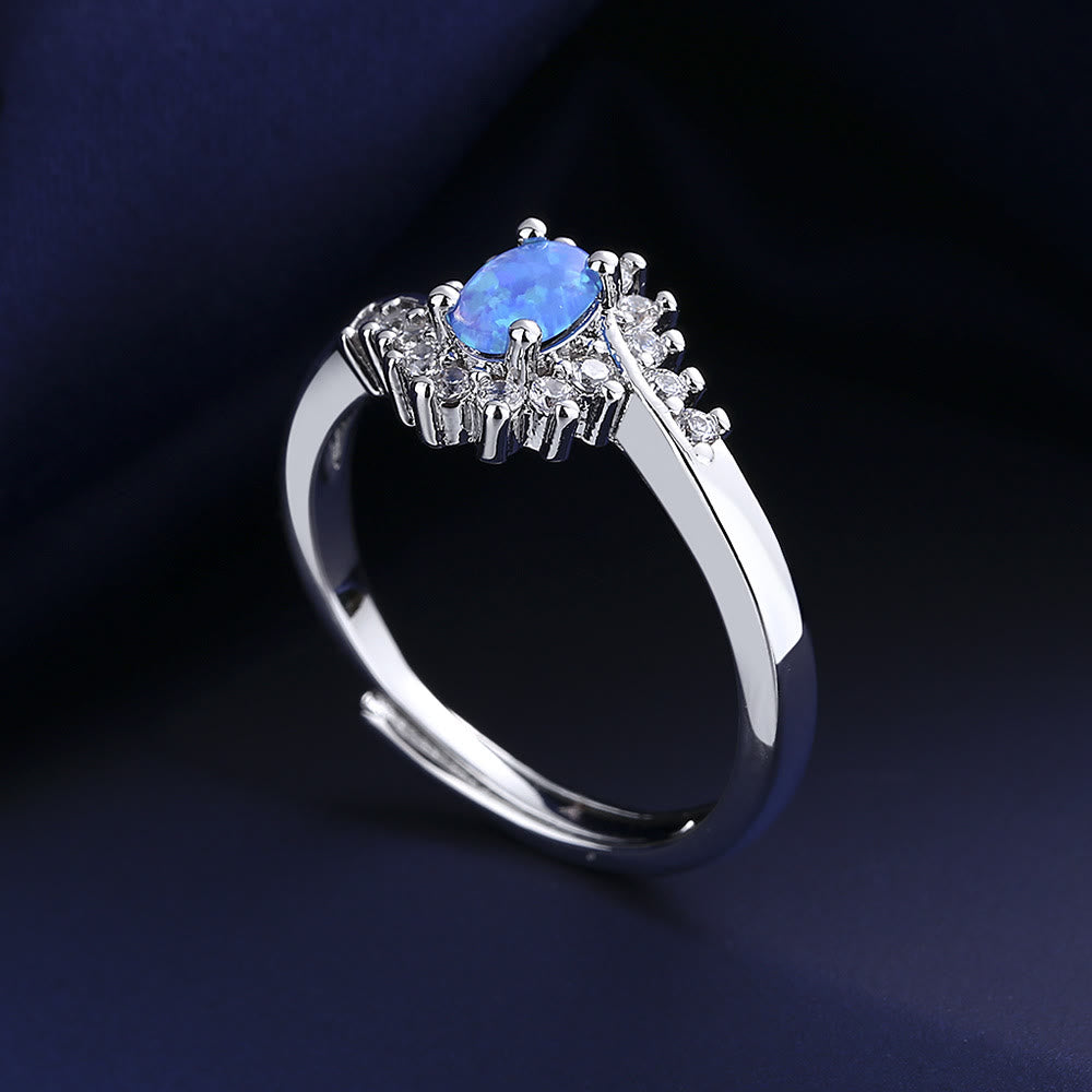 Anello regolabile Olivenorma "Surrounding" in blu opale