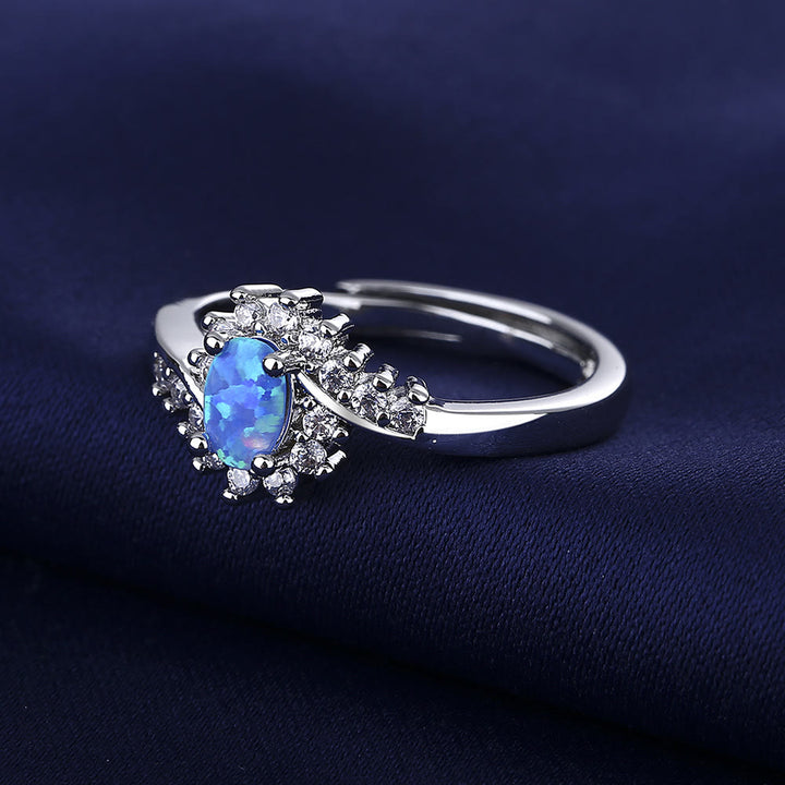 Anello regolabile Olivenorma "Surrounding" in blu opale