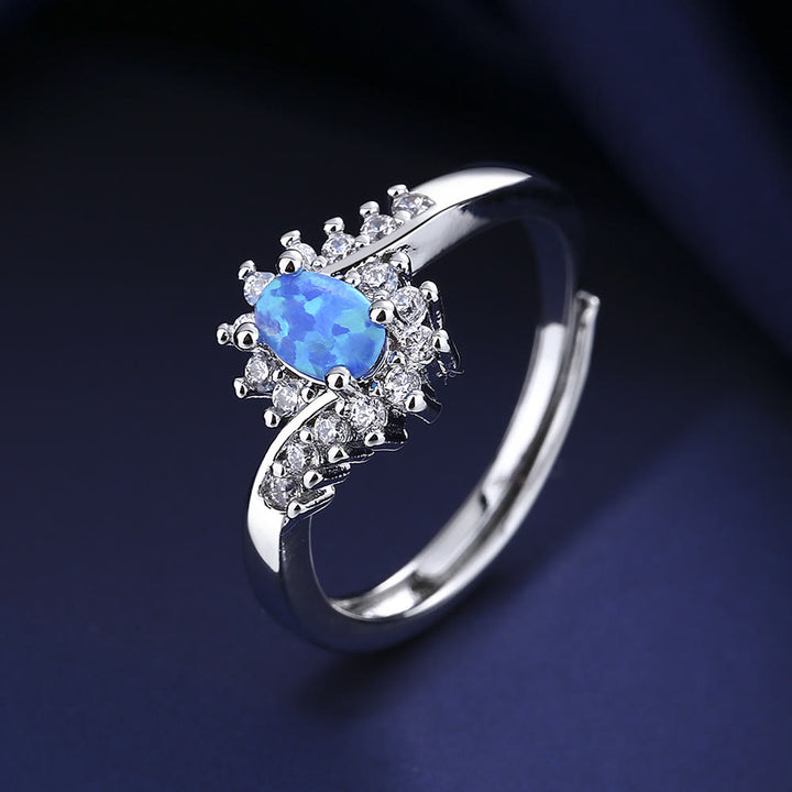 Anello regolabile Olivenorma "Surrounding" in blu opale