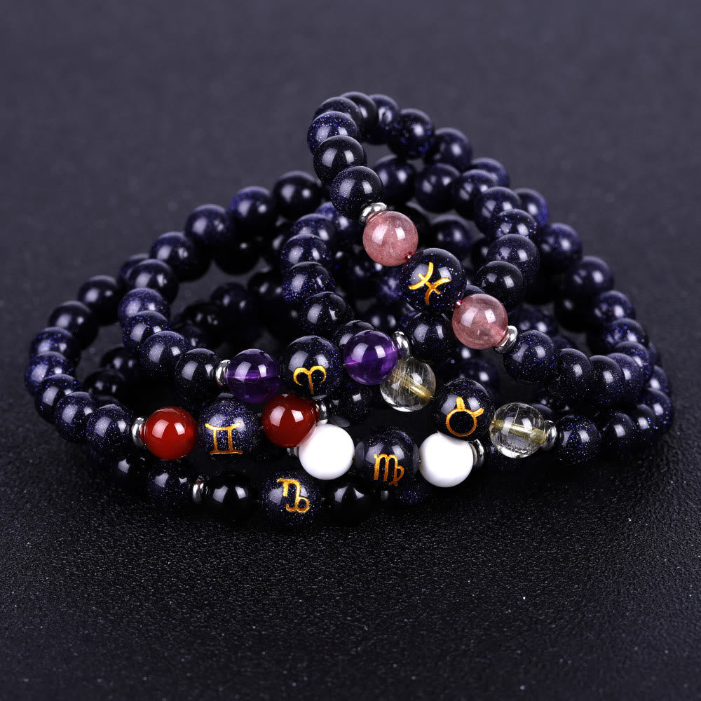 Braccialetto di protezione e guarigione dello zodiaco in arenaria blu Olivenorma