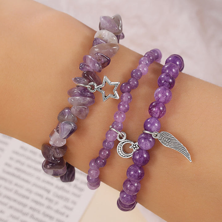 Olivenorma Ametista Stelle e Luna Bracciale Ciondolo Set completo 