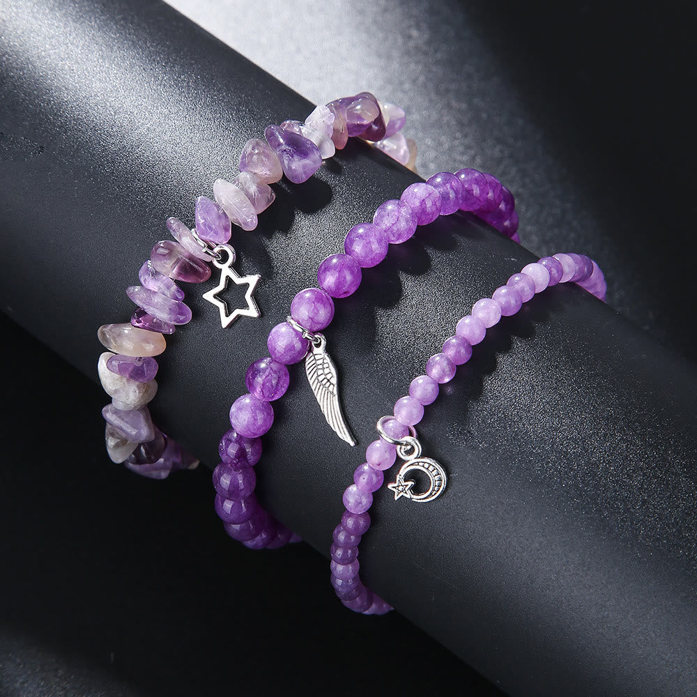 Olivenorma Ametista Stelle e Luna Bracciale Ciondolo Set completo 