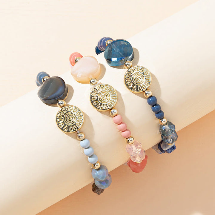 Braccialetto di perline di agata naturale di pietra Olivenorma