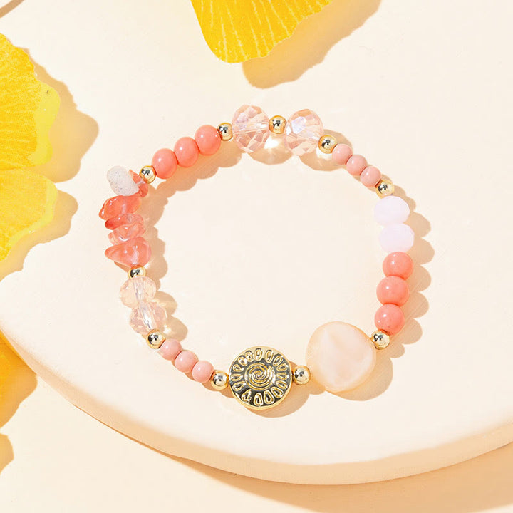 Braccialetto di perline di agata naturale di pietra Olivenorma