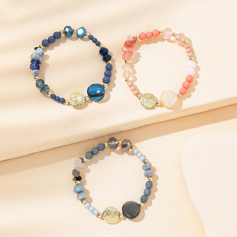 Braccialetto di perline di agata naturale di pietra Olivenorma