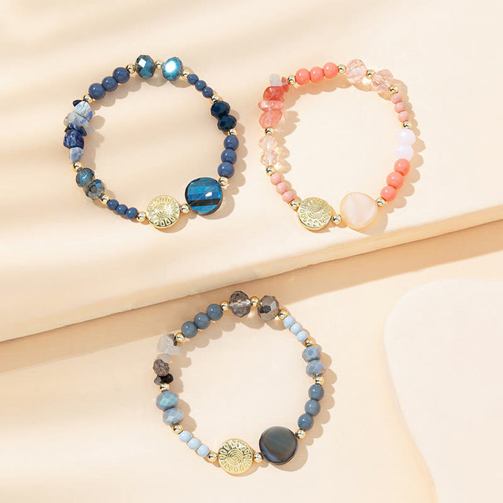 Braccialetto di perline di agata naturale di pietra Olivenorma