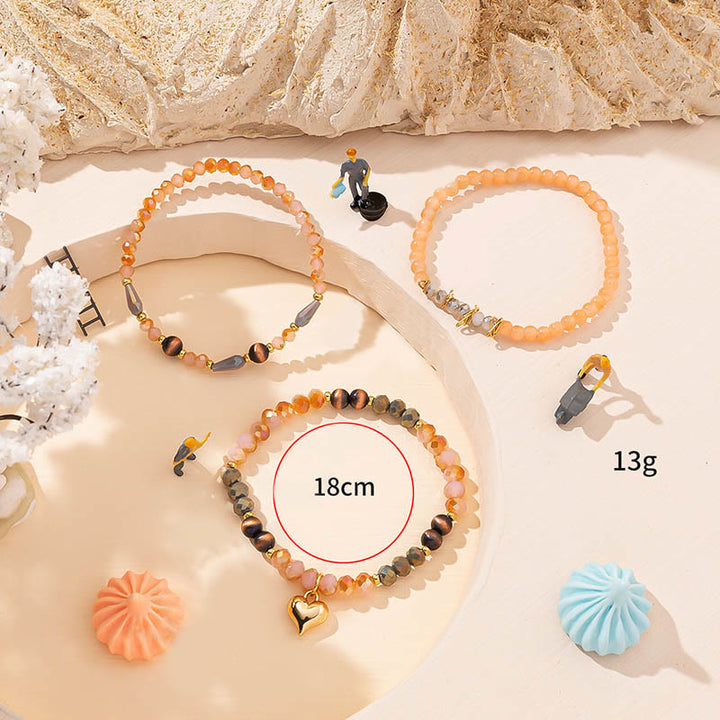 Olivenorma Crystal Gold Love Pendant Bracciale a tre strati