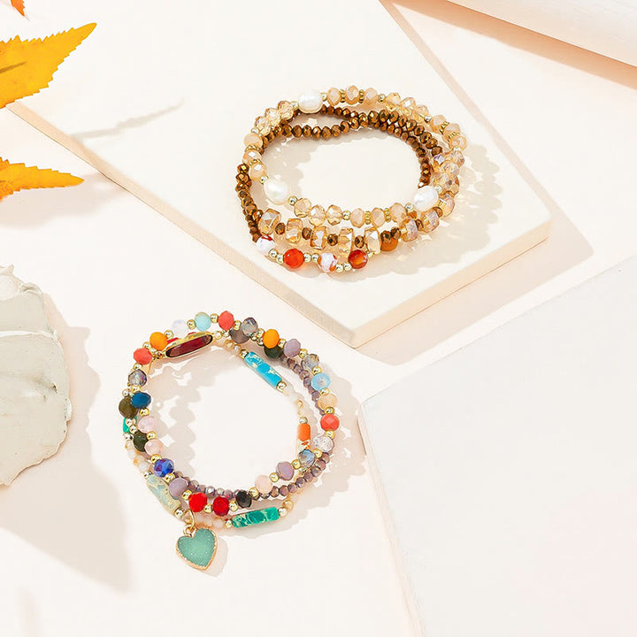 Set Olivenorma Bohemian Style Love Ciondolo Bracciale a tre strati 