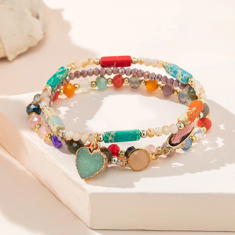 Set Olivenorma Bohemian Style Love Ciondolo Bracciale a tre strati 