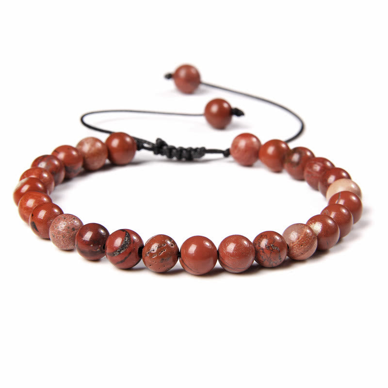 Bracciale intrecciato con perline di pietra naturale Olivenorma da 6 mm 