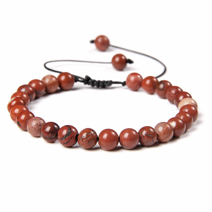 Bracciale intrecciato con perline di pietra naturale Olivenorma da 6 mm 