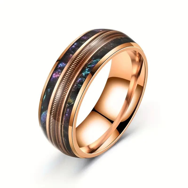 Anello Olivenorma Spring Color Shell in acciaio inossidabile oro rosa 