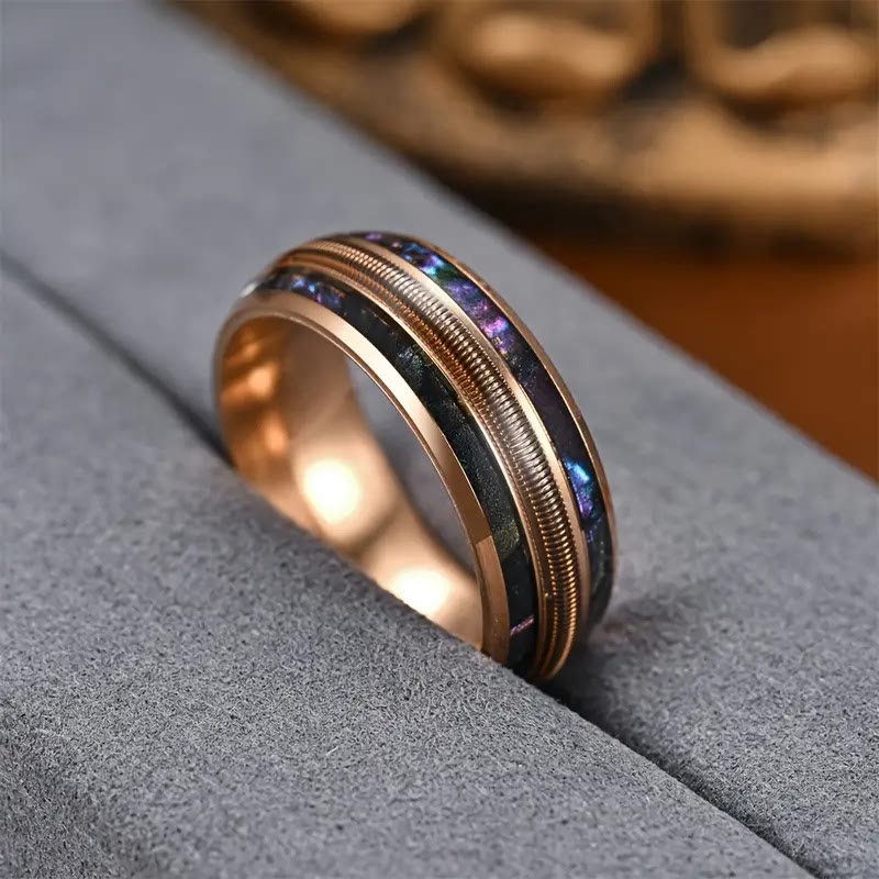 Anello Olivenorma Spring Color Shell in acciaio inossidabile oro rosa 