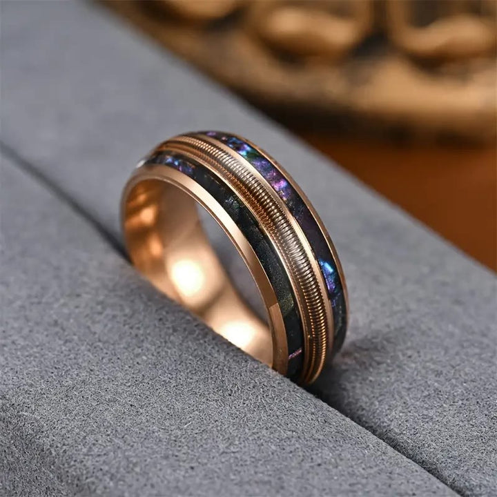 Anello Olivenorma Spring Color Shell in acciaio inossidabile oro rosa 