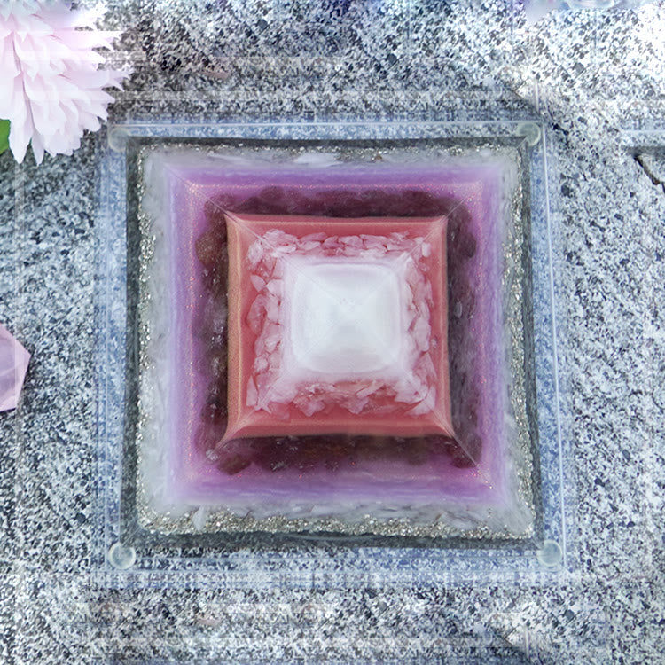 Olivenorma Rosa Fragola Quarzo Ametista Amore Orgone Piramide 