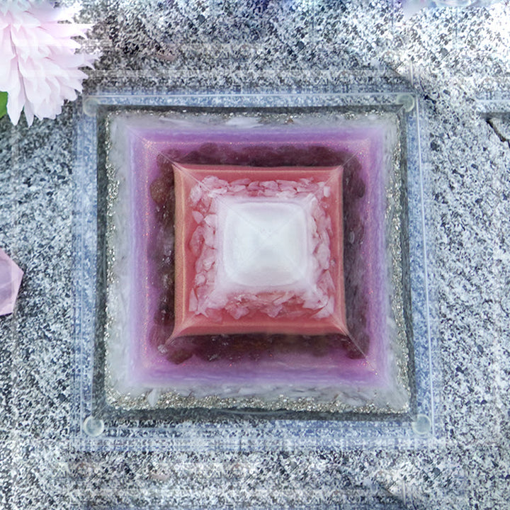 Olivenorma Rosa Fragola Quarzo Ametista Amore Orgone Piramide 