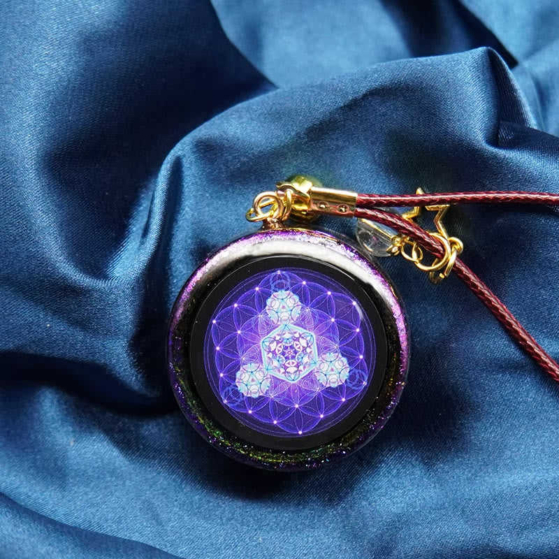 Collana di orgone Olivenorma Ametista Granato Fiore della vita 