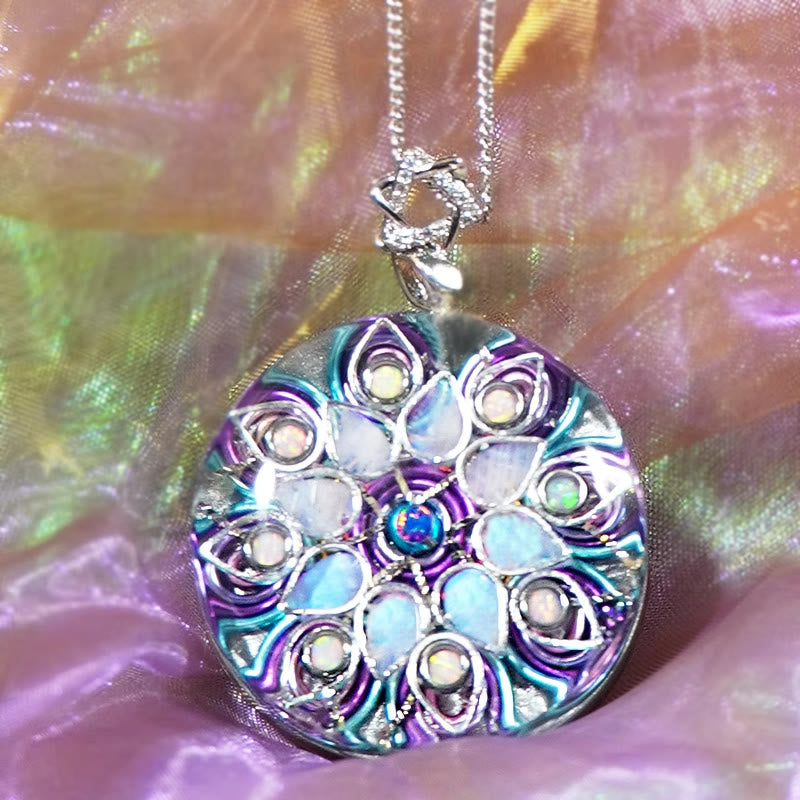 Collana portafortuna in orgone con pietra di luna e acquamarina "Moonlight Goddess" Olivenorma 