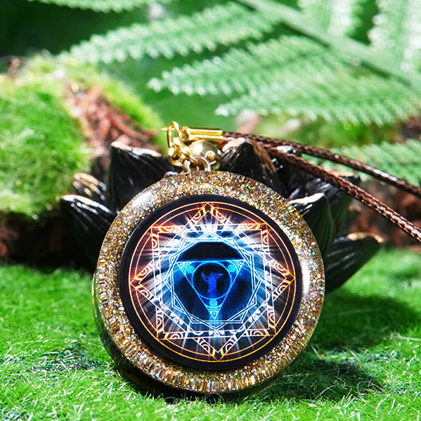Collana di orgone del cubo di Metatron in ossidiana Olivenorma 