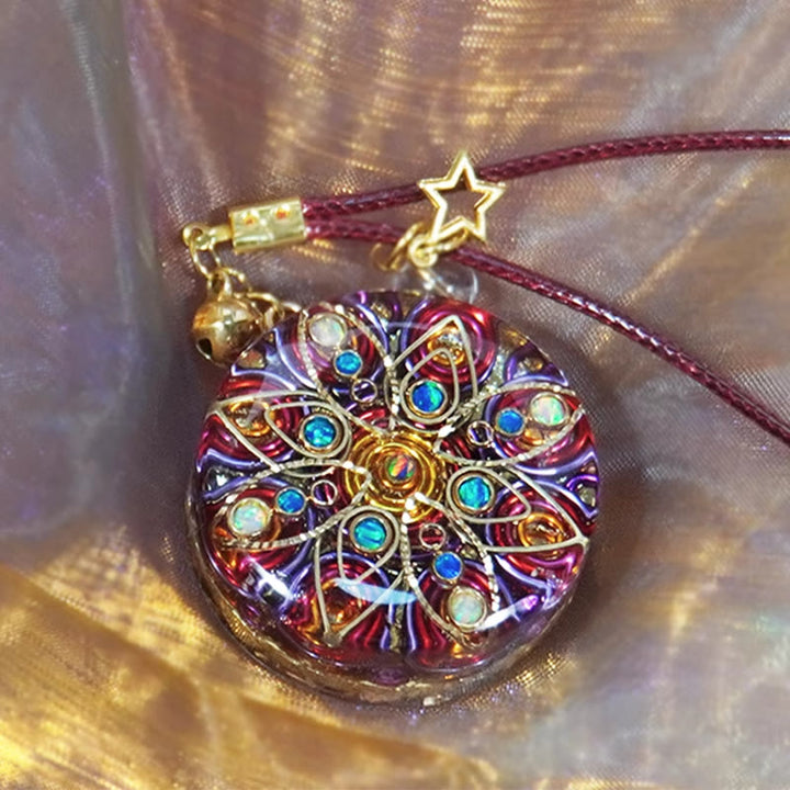 Collana con amuleto in orgone di diaspro rosso e opale Olivenorma 