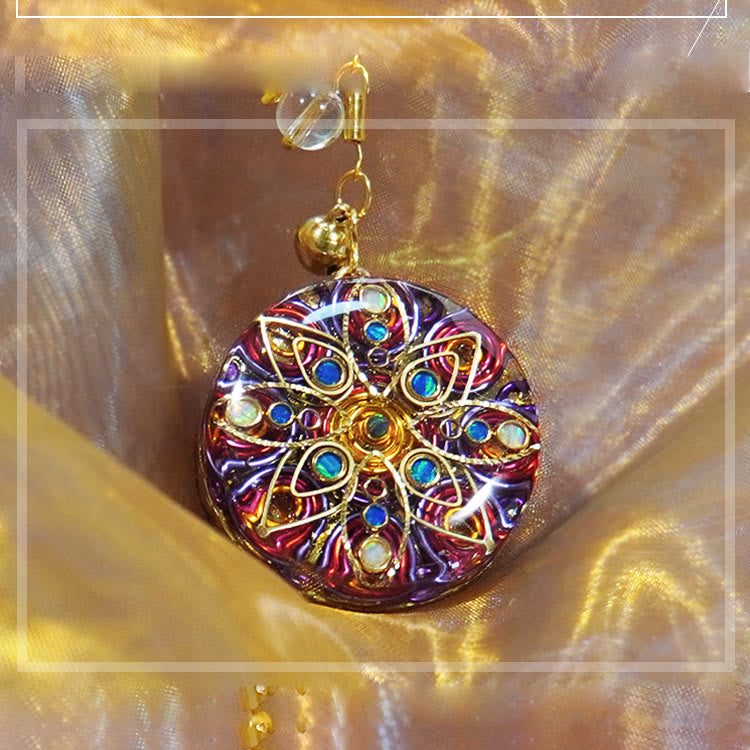 Collana con amuleto in orgone di diaspro rosso e opale Olivenorma 
