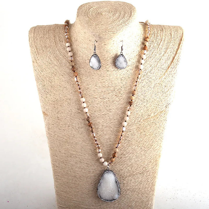 Set di pendenti Cluster Olivenorma di gioielli con perline di pietra grezza 