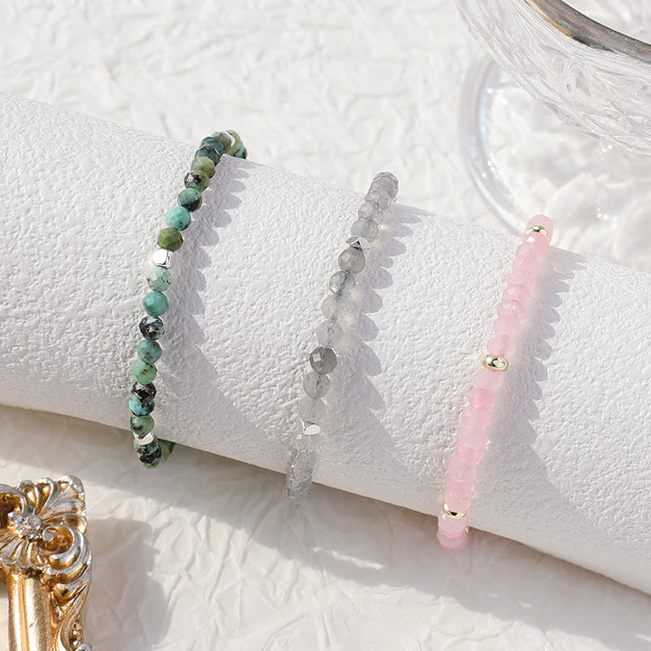 Olivenorma Bracciale in acciaio al titanio con perline rotonde da 4 mm