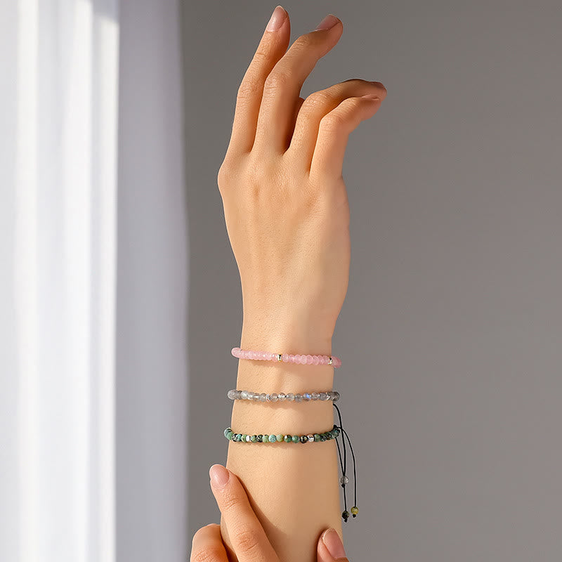 Olivenorma Bracciale in acciaio al titanio con perline rotonde da 4 mm