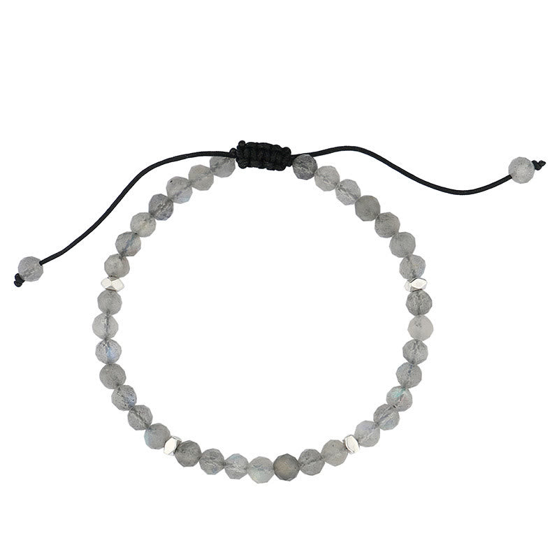 Olivenorma Bracciale in acciaio al titanio con perline rotonde da 4 mm