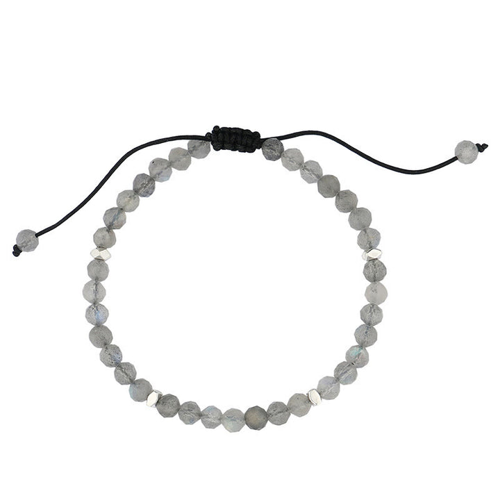 Olivenorma Bracciale in acciaio al titanio con perline rotonde da 4 mm