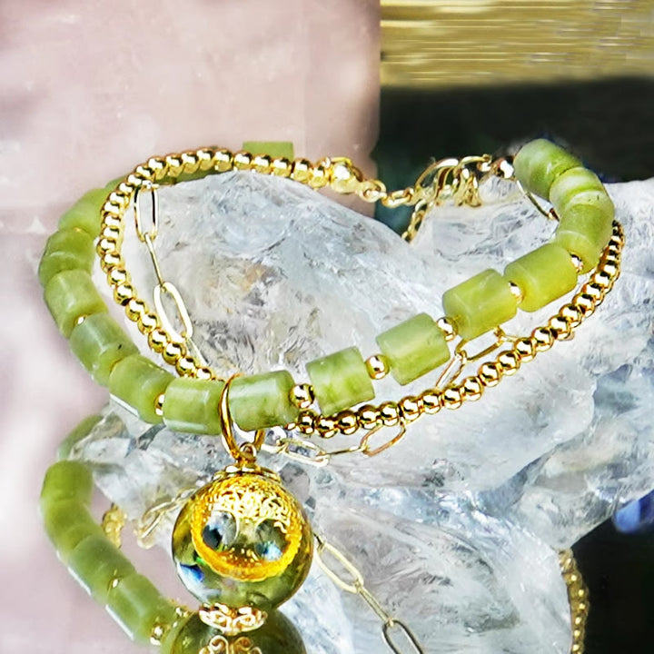 Bracciale regolabile con perline di peridoto Olivenorma Tree of Life