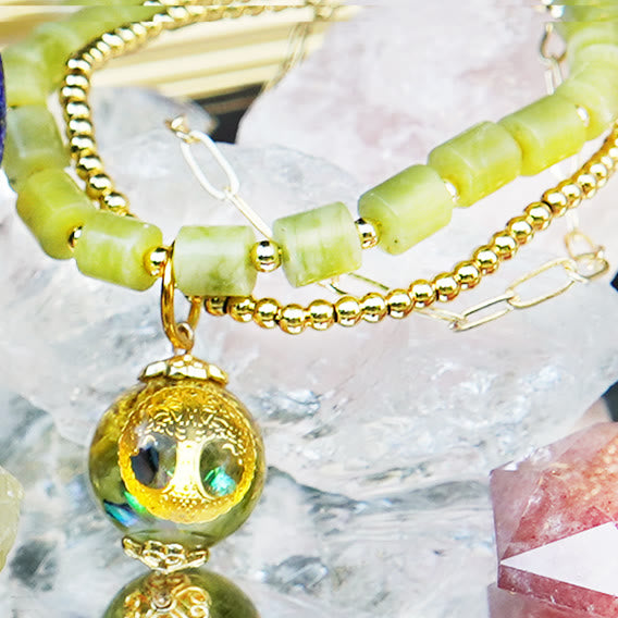 Bracciale regolabile con perline di peridoto Olivenorma Tree of Life