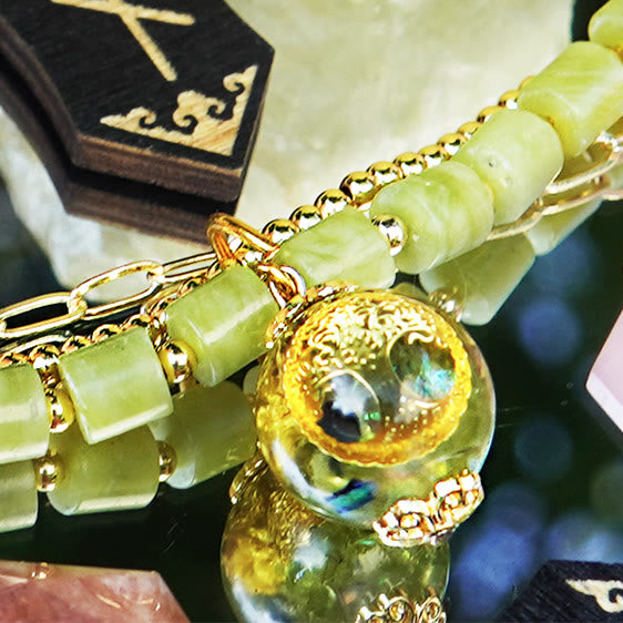 Bracciale regolabile con perline di peridoto Olivenorma Tree of Life