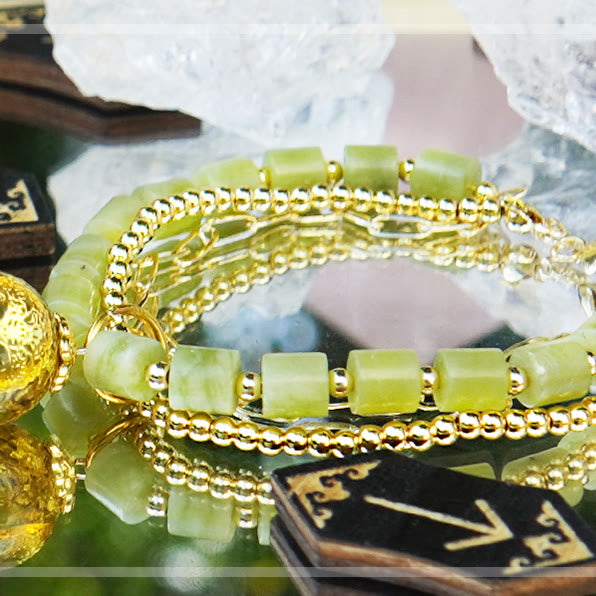 Bracciale regolabile con perline di peridoto Olivenorma Tree of Life