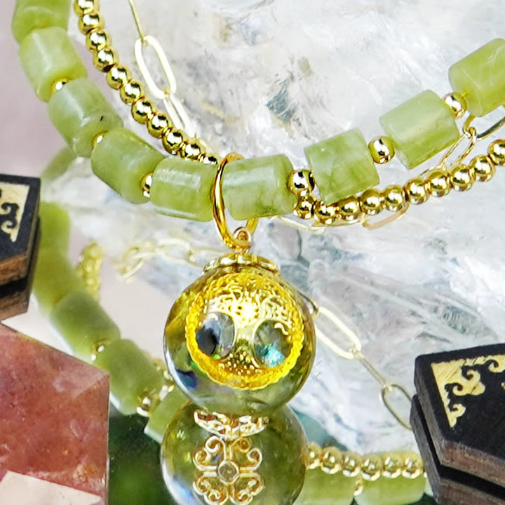 Bracciale regolabile con perline di peridoto Olivenorma Tree of Life