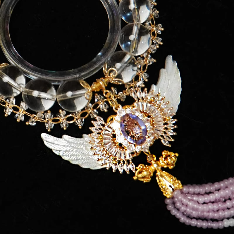 Bracciale Olivenorma "Angel Wings" con nappa in citrino e cristallo trasparente