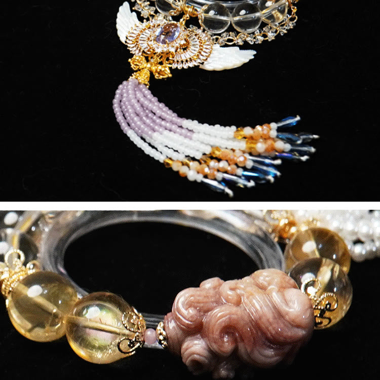 Bracciale Olivenorma "Angel Wings" con nappa in citrino e cristallo trasparente