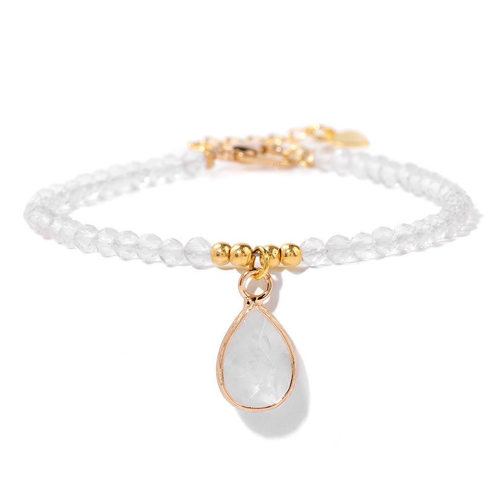 Bracciale con ciondolo a goccia d'acqua con perline in pietra naturale Olivenorma 