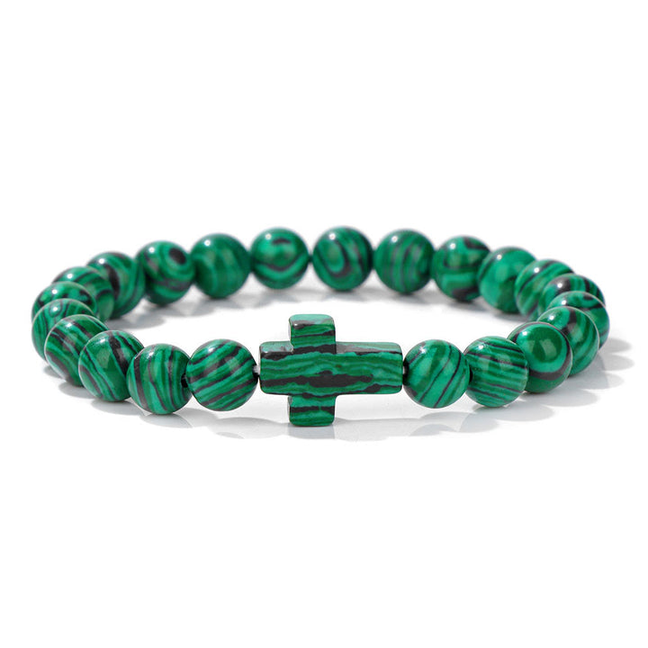 Olivenorma Bracciale con ciondolo a croce in perline di cristallo naturale