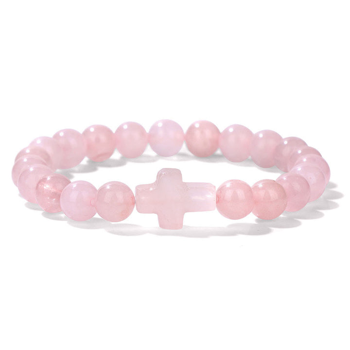 Olivenorma Bracciale con ciondolo a croce in perline di cristallo naturale
