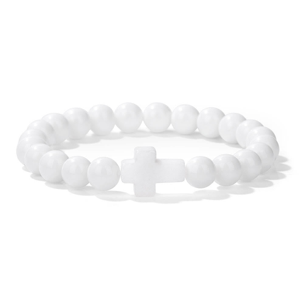 Olivenorma Bracciale con ciondolo a croce in perline di cristallo naturale