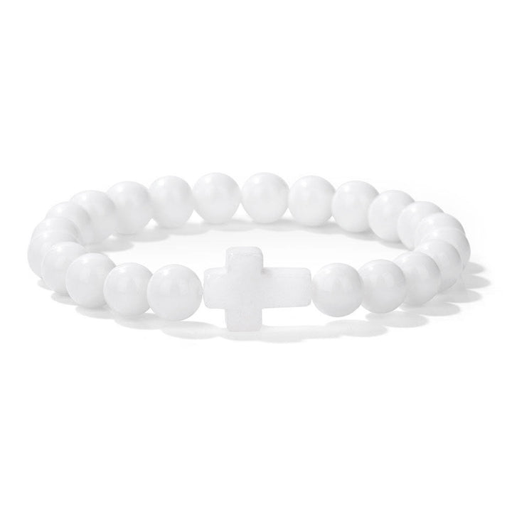 Olivenorma Bracciale con ciondolo a croce in perline di cristallo naturale