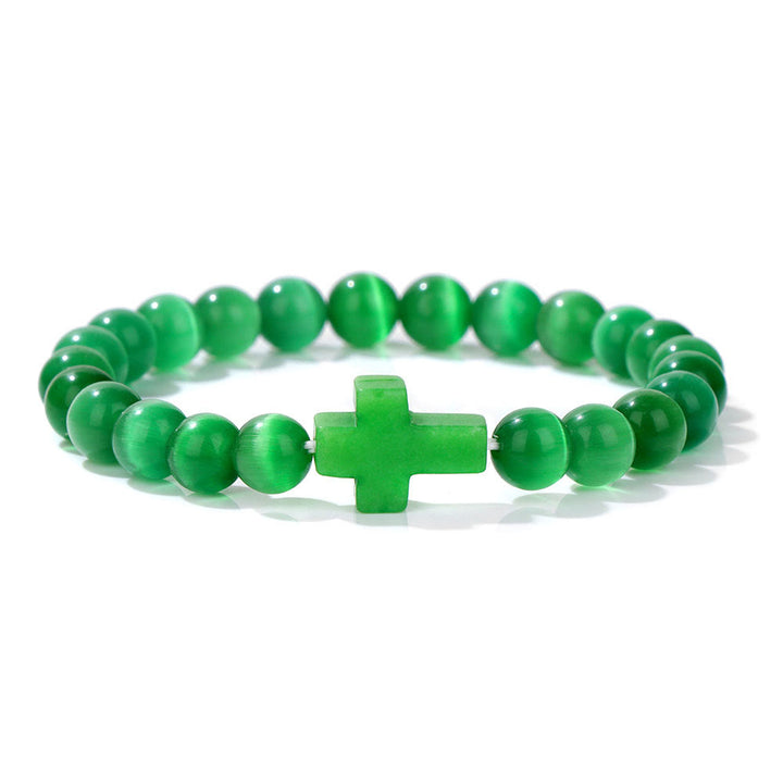 Olivenorma Bracciale con ciondolo a croce in perline di cristallo naturale