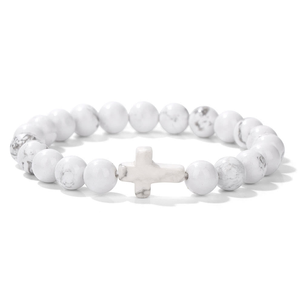 Olivenorma Bracciale con ciondolo a croce in perline di cristallo naturale