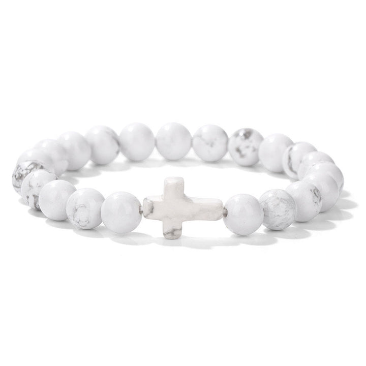 Olivenorma Bracciale con ciondolo a croce in perline di cristallo naturale