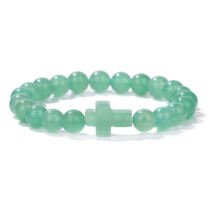 Olivenorma Bracciale con ciondolo a croce in perline di cristallo naturale