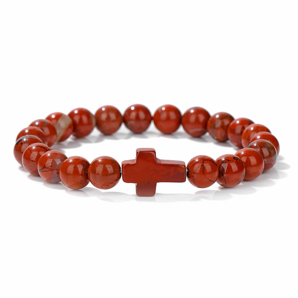 Olivenorma Bracciale con ciondolo a croce in perline di cristallo naturale