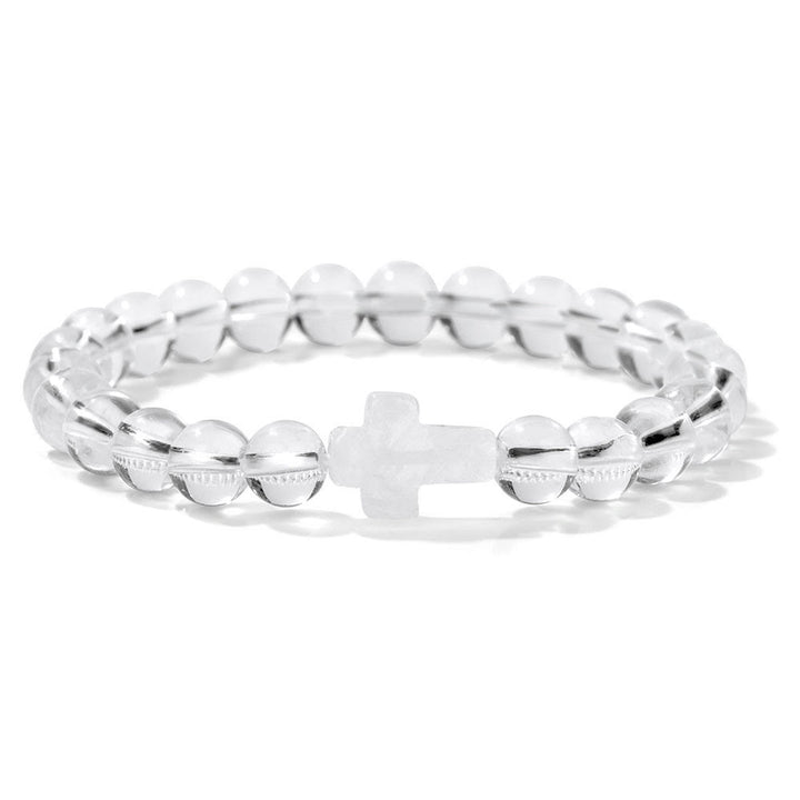 Olivenorma Bracciale con ciondolo a croce in perline di cristallo naturale