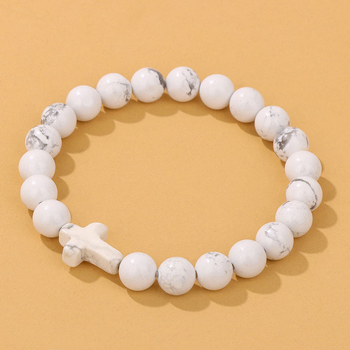 Olivenorma Bracciale con ciondolo a croce in perline di cristallo naturale