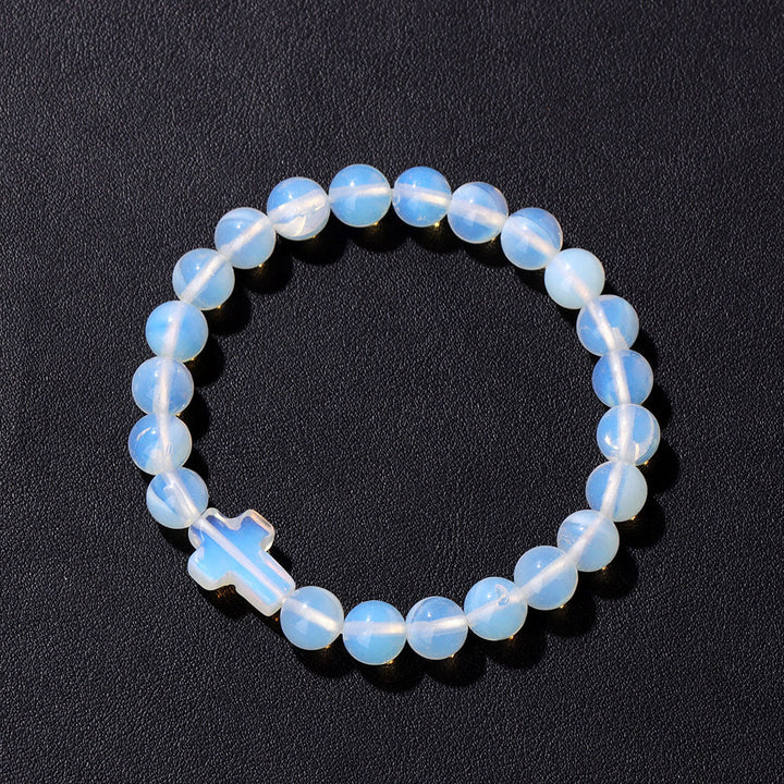 Olivenorma Bracciale con ciondolo a croce in perline di cristallo naturale
